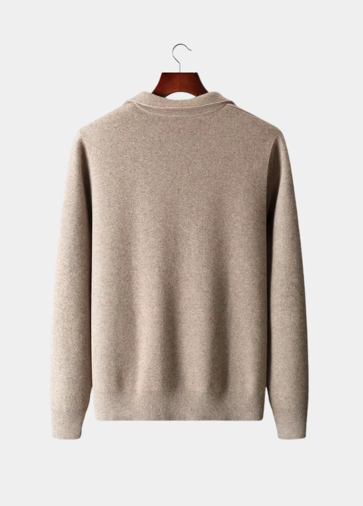 EXTRA-FINE MERINO WOOL ZIP POLO CARDIGAN