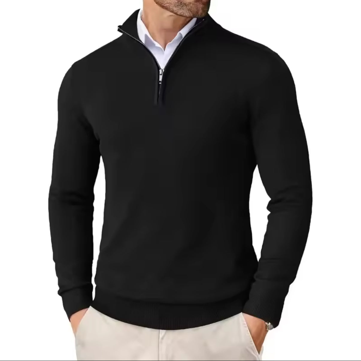WOOL QUARTER ZIP SWEATER