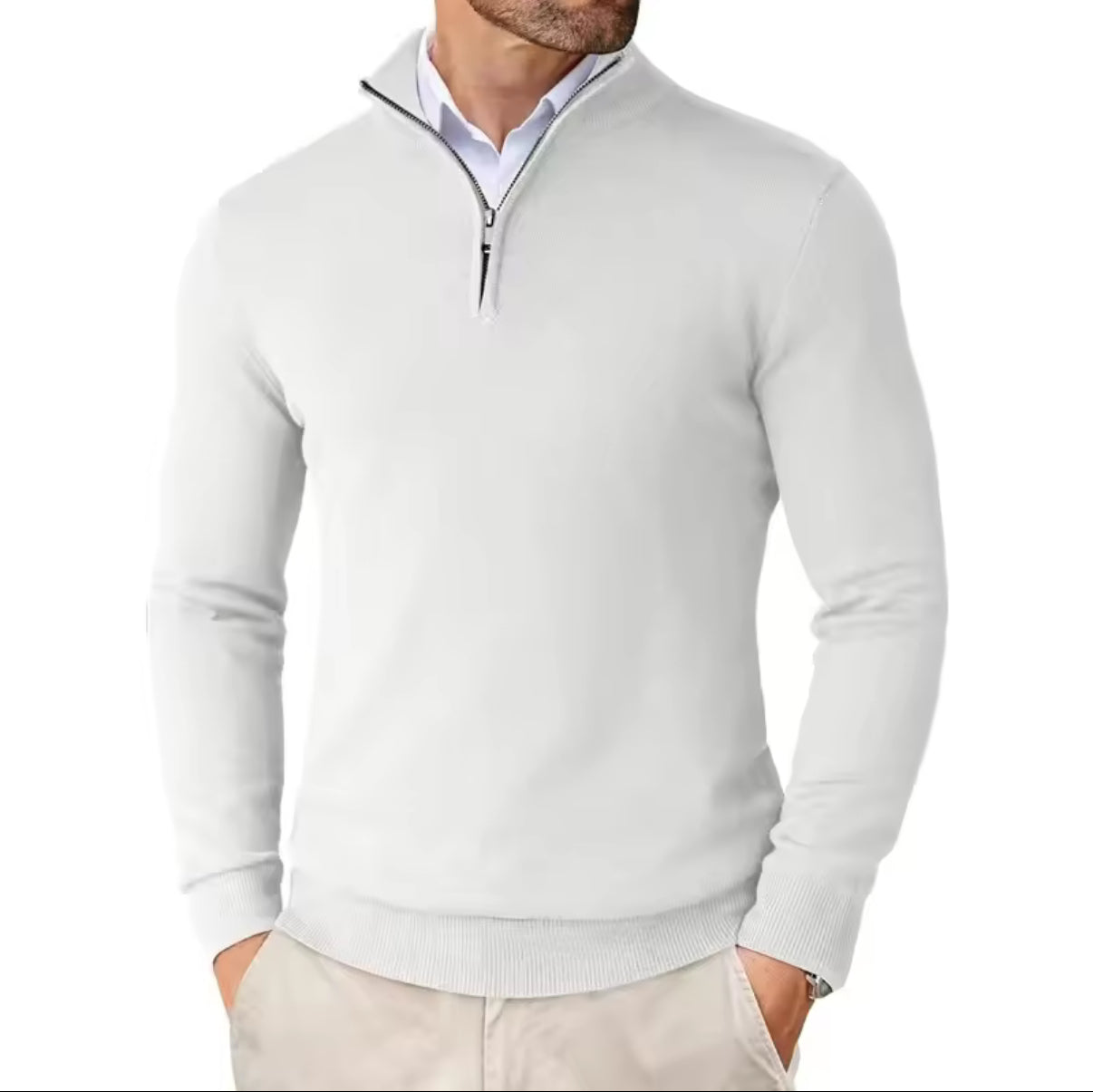 WOOL QUARTER ZIP SWEATER