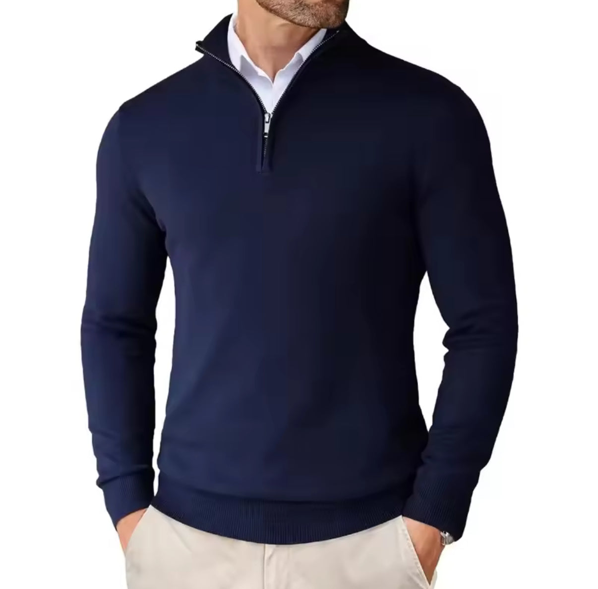 WOOL QUARTER ZIP SWEATER
