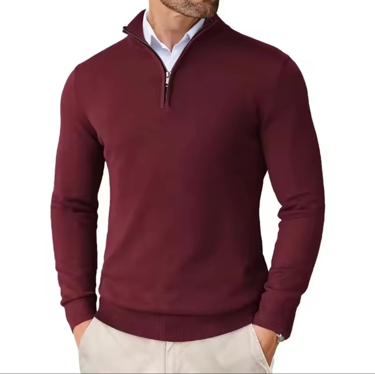 WOOL QUARTER ZIP SWEATER
